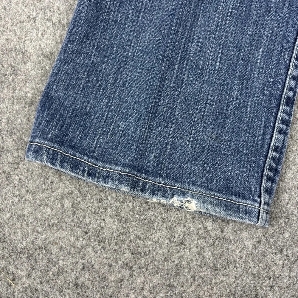 Wrangler Q-Baby Jeans Womens‎ 7/8x32 Western Bootcut Rodeo Distressed Blue Denim